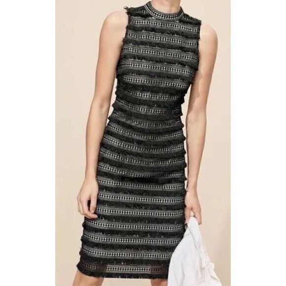 J. Crew Sleeveless Fringe Cocktail Sheath Black Dress s 4 - Picture 1 of 14